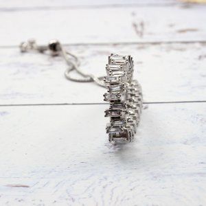 WHITE BAGUETTE CUT CUBIC ZIRCONIA TENNIS BRACELET